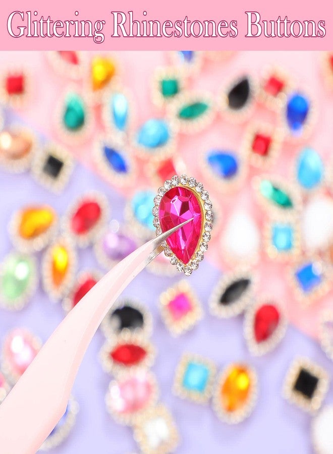 Junkin 200 Pcs Gems for Crafting, Sew on Rhinestone, Gems Rhinestone Metal Prong Setting Flatback Multi-Colors Mixed Shapes Sewing Rhinestones for DIY Crafts Clothes Shoes Bag Decorations Costume - Image 3